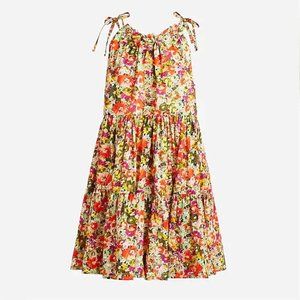 J. Crew Tie-shoulder tiered mini dress in painterly floral